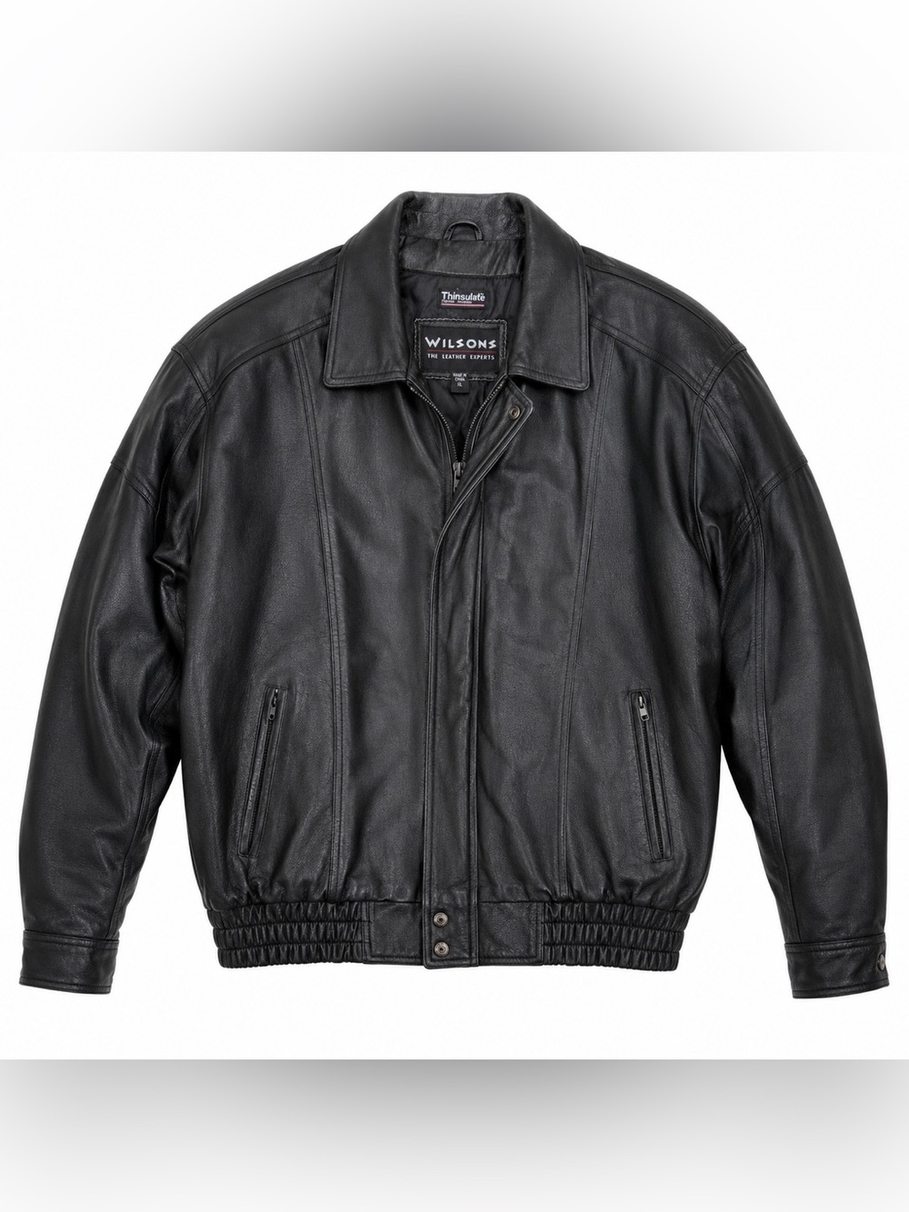 Wilson Black Leather Bomber Jacket for Men